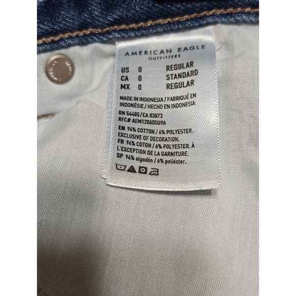 NWT American Eagle Sz 0 25W Relaxed Mom Jeans High Rise Reg Jeans - Picture 13 of 16